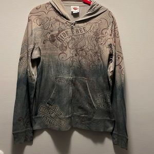 Harley-Davidson 100% polyester waffle zip-up hood size med